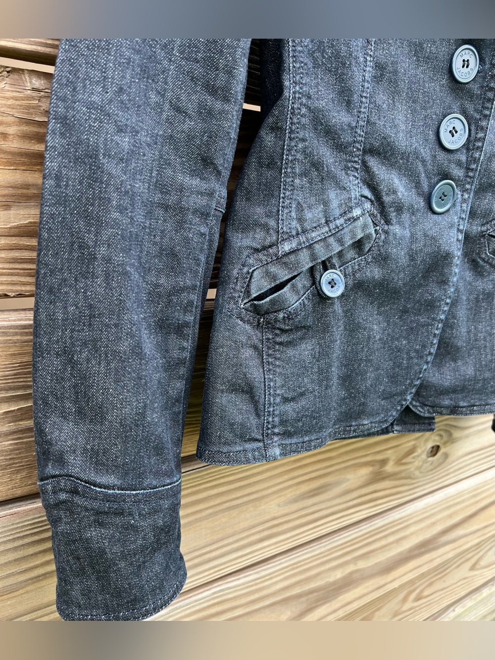 Marc Jacobs Y2K Dark Blue Denim Jean Jacket Blazer Women’s Size 4 Tailored - Picture 3 of 16